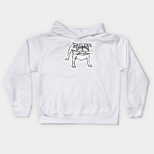 Bulldog dog with bone in mouth Kids Hoodie